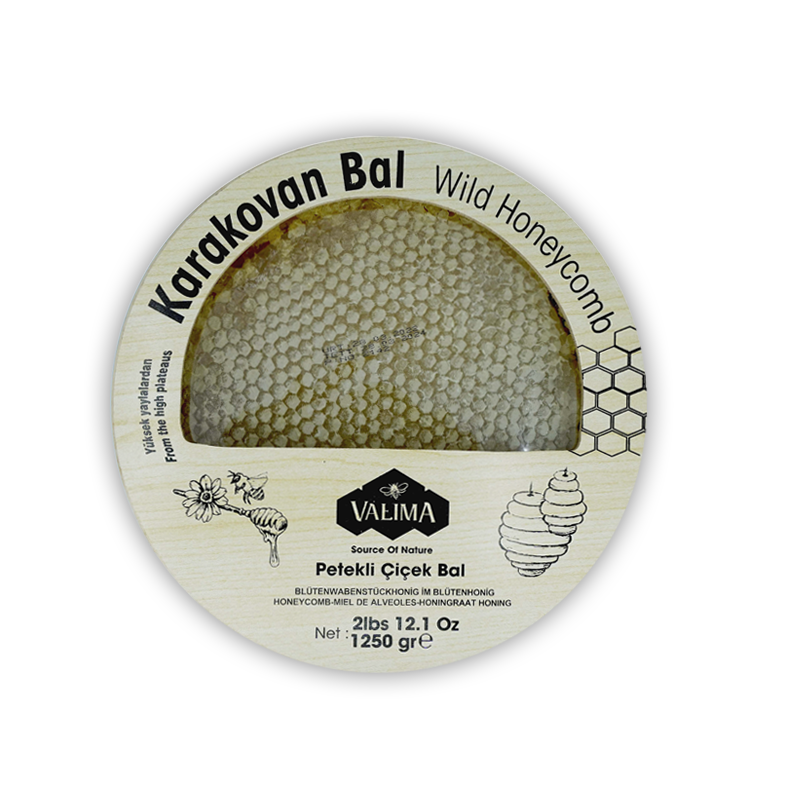 Valima Ahşap Kutulu Karakovan Petekli Çiçek Balı 1250 gr.